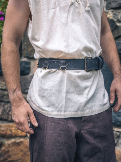 Trollfelsen Mittelalter Gürtel Doppelschnalle D-Ringe Schwarz